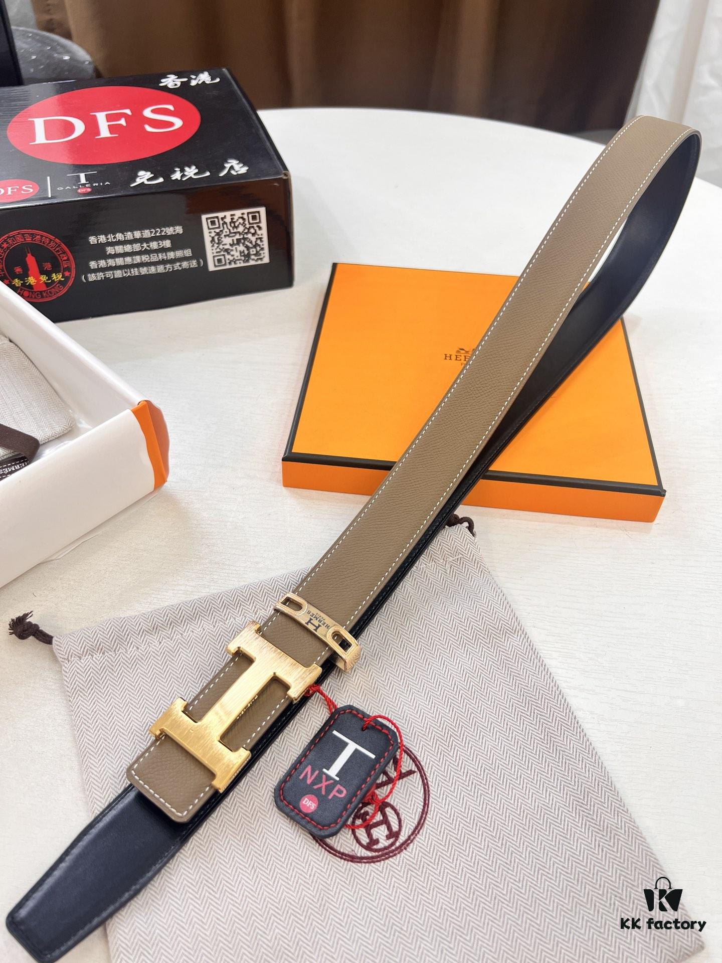 Arrival of Hermès H Belt, ZP Mould, Electroplated Stainless Steel Hardware, Unisex, Genuine Cowhide Leather, Double-Sided Use, 3.2cm Width