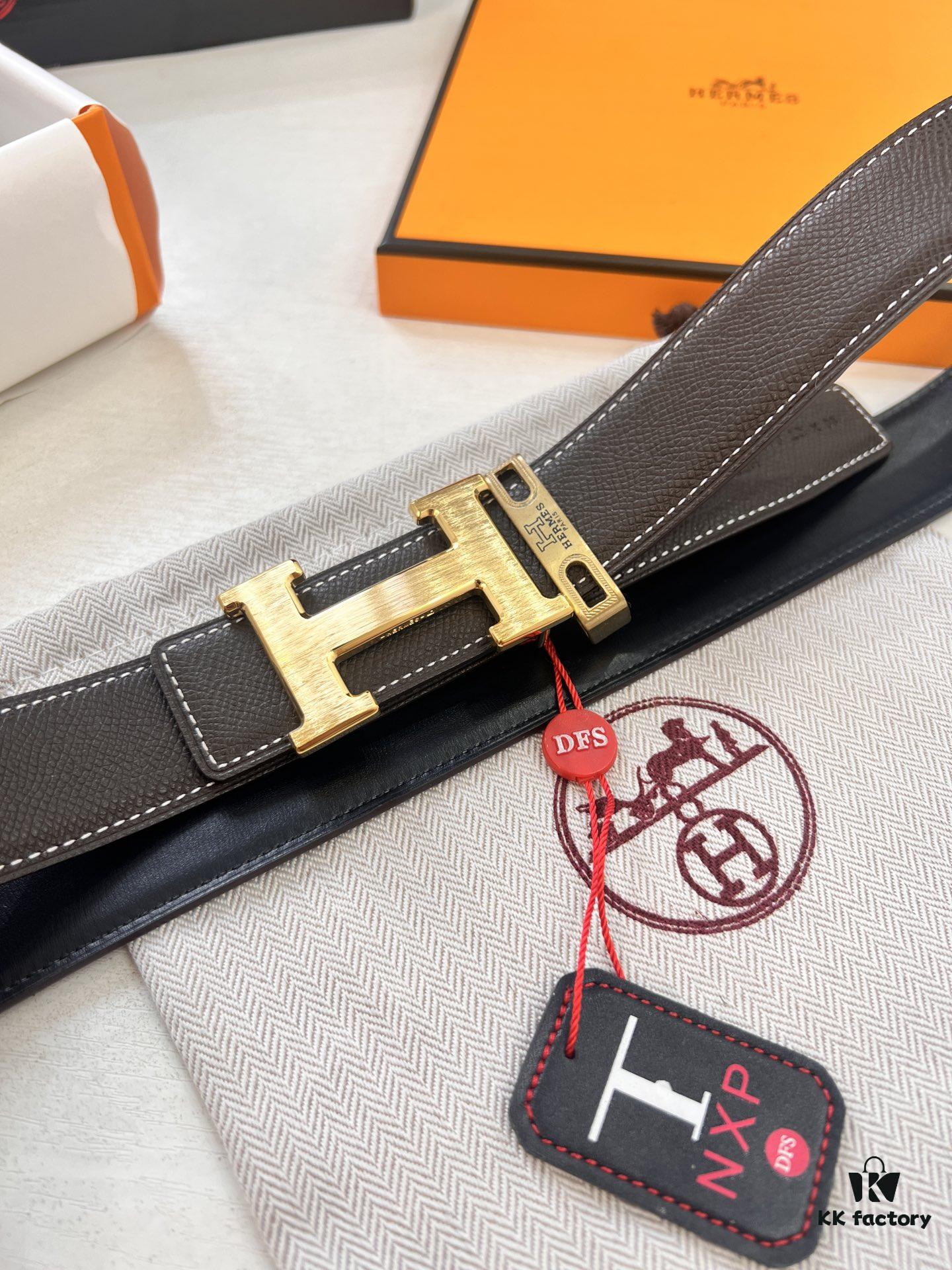 693201413a89a121ed55047d Hermès H Belt, ZP Mold Made, Electroplated Stainless Steel Hardware, Unisex, Genuine Palm Grain Leather, Reversible, Full-Grain Cowhide, 3.2cm Width