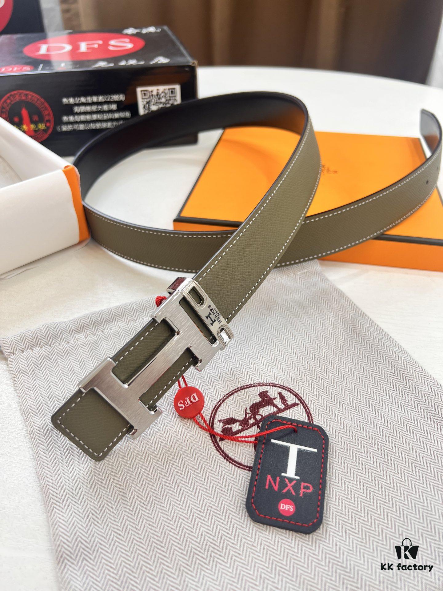 693201423a89a121ed550486 Hermès H Belt, ZP Mold Made, Electroplated Stainless Steel Hardware, Unisex, Genuine Palm Grain Leather, Reversible, Full-Grain Cowhide, 3.2cm Width