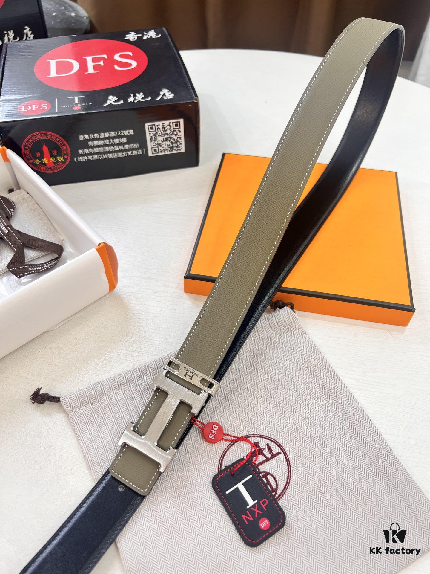 693201423a89a121ed550487 Hermès H Belt, ZP Mold Made, Electroplated Stainless Steel Hardware, Unisex, Genuine Palm Grain Leather, Reversible, Full-Grain Cowhide, 3.2cm Width