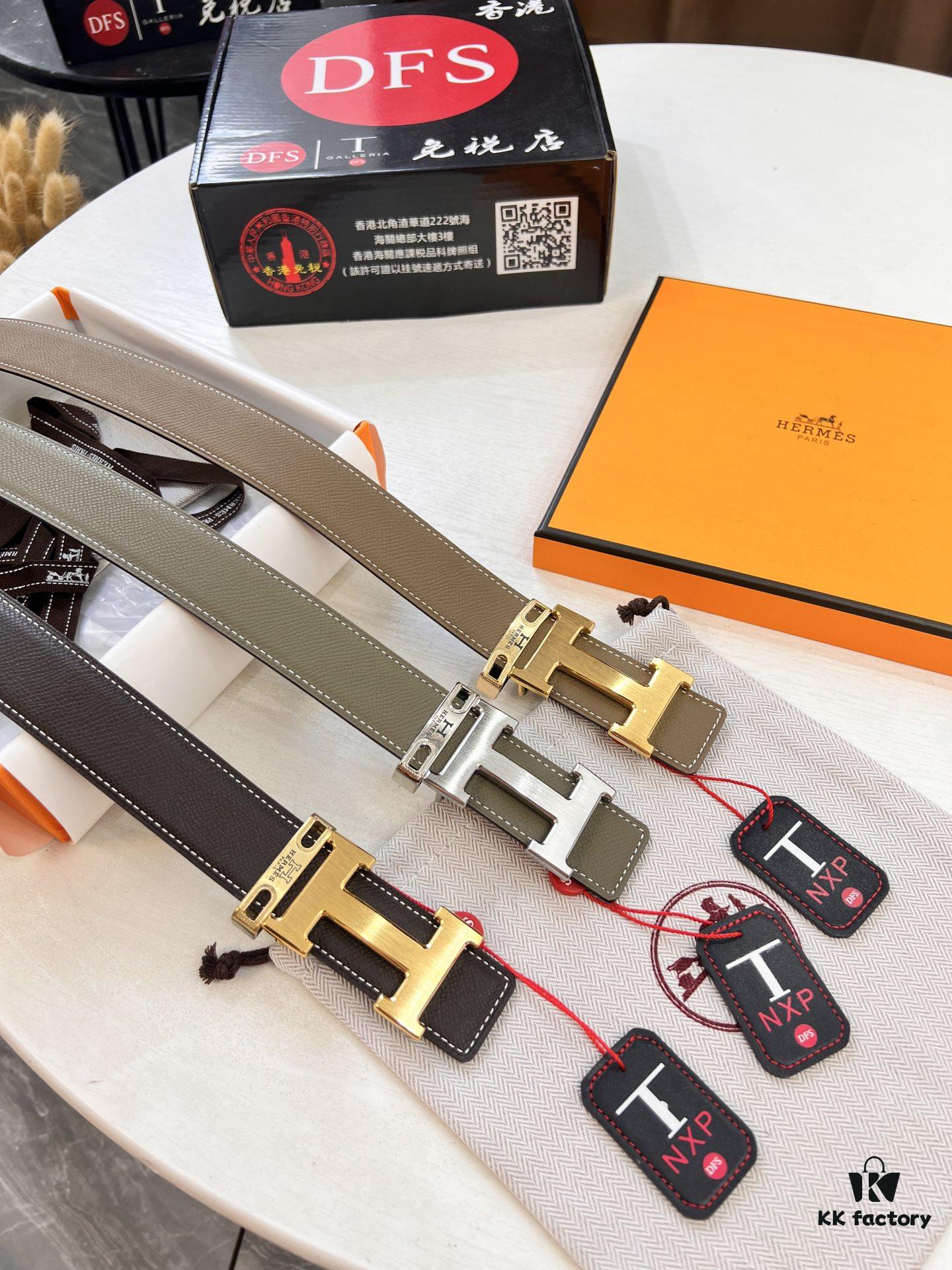 693201423a89a121ed550489 Hermès H Belt, ZP Mold Made, Electroplated Stainless Steel Hardware, Unisex, Genuine Palm Grain Leather, Reversible, Full-Grain Cowhide, 3.2cm Width