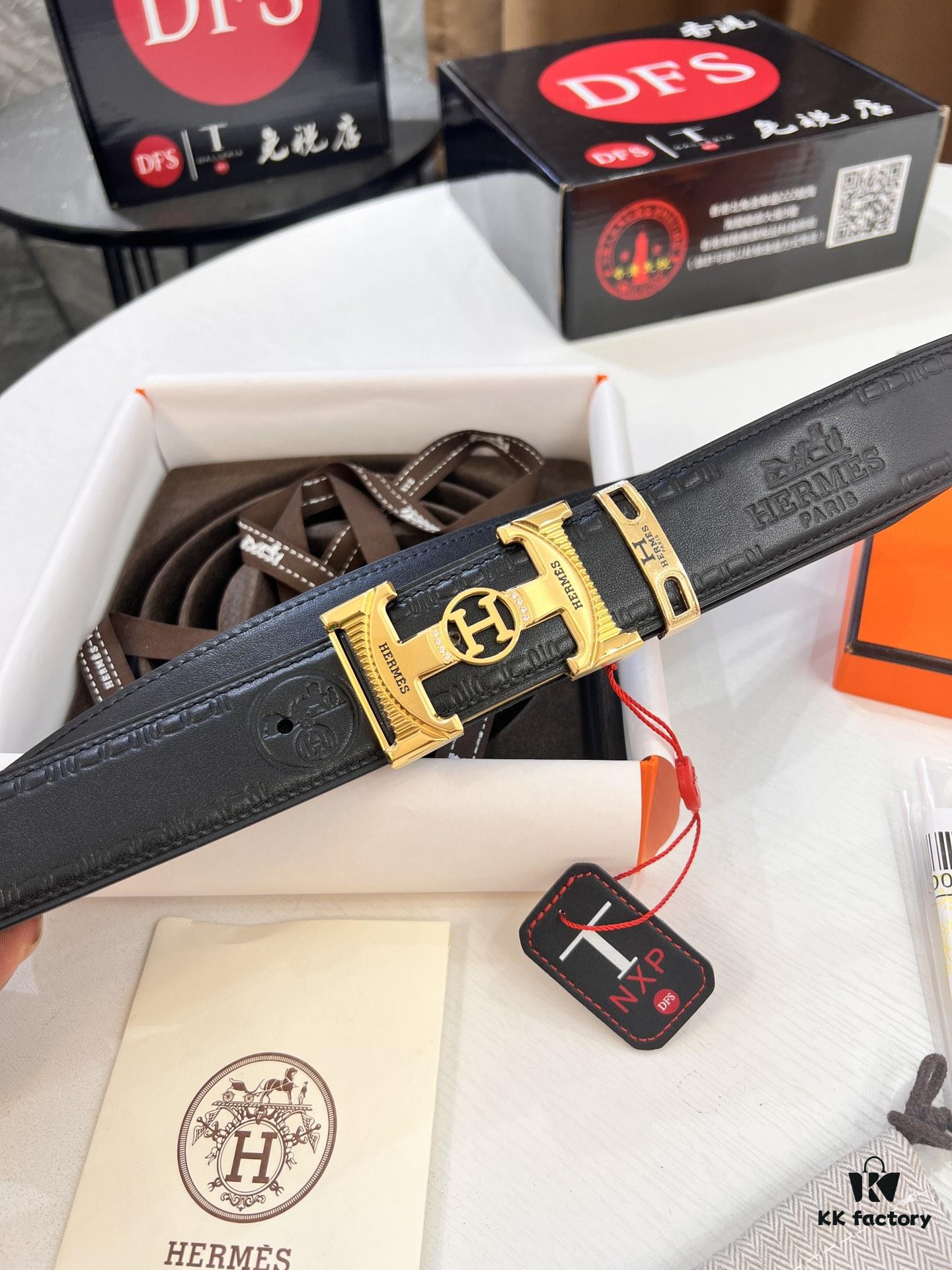 693201443a89a121ed5504a8 Arrival 🎺🎺 Real Photo, Hermes Men's Belt, New Style with Diamond-Embedded Letters and Inner Buckle, ZP-Synchronized Steel Logo