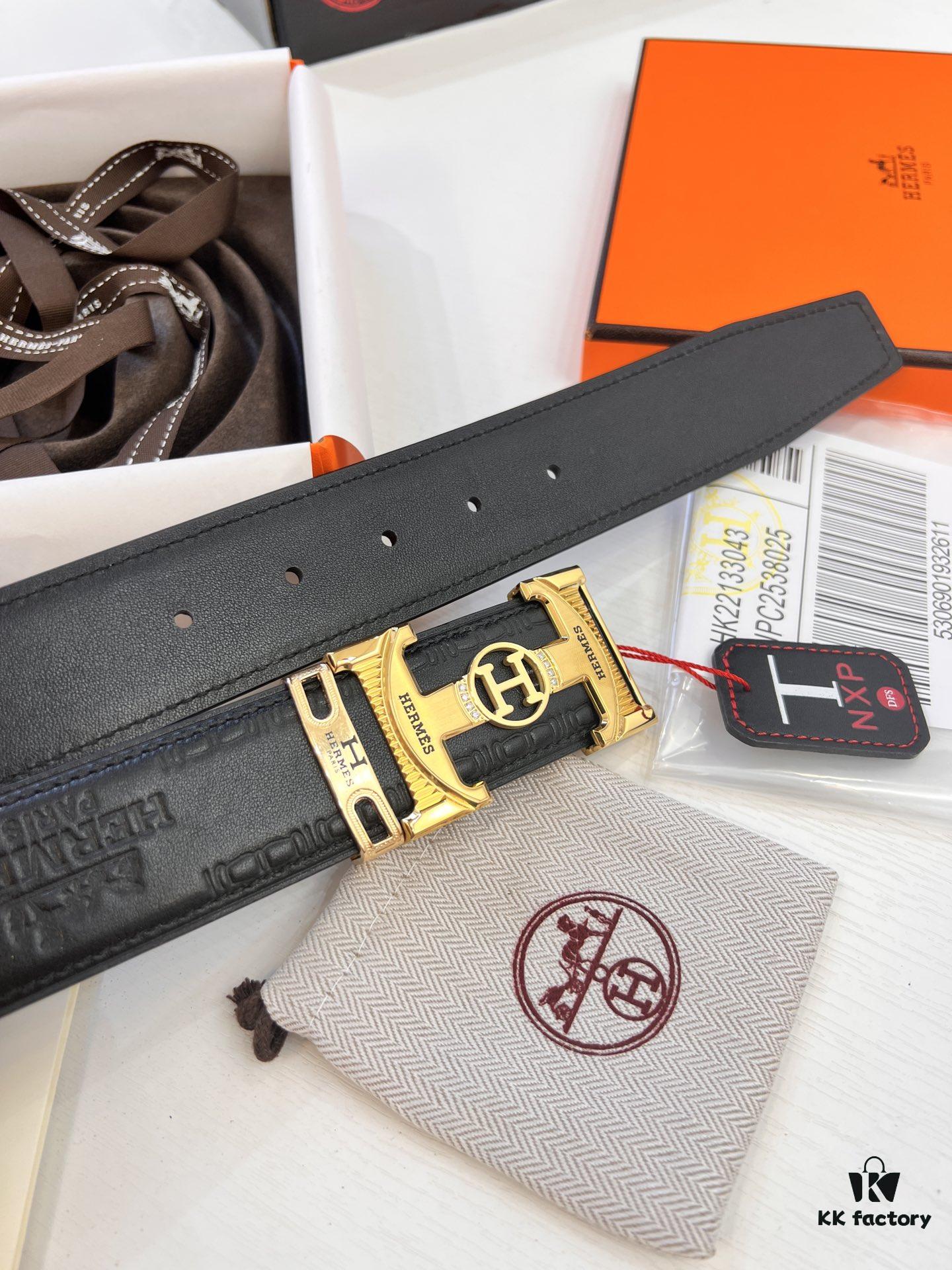 693201443a89a121ed5504aa Arrival 🎺🎺 Real Photo, Hermes Men's Belt, New Style with Diamond-Embedded Letters and Inner Buckle, ZP-Synchronized Steel Logo