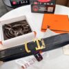Hermès Men's Belt, Full-Grain Calfskin with Engraved H Logo Buckle, 3.8cm Width, Adjustable Length, Sterling Silver Hardware, Ideal Gift
