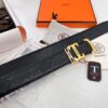 Hermès Men's Belt, Full-Grain Calfskin with Engraved H Logo Buckle, 3.8cm Width, Adjustable Length, Sterling Silver Hardware, Ideal Gift