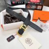 Hermès Men's Belt, Full-Grain Calfskin with Engraved H Logo Buckle, 3.8cm Width, Adjustable Length, Sterling Silver Hardware, Ideal Gift