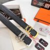 Hermès Men's Belt, Full-Grain Calfskin with Engraved H Logo Buckle, 3.8cm Width, Adjustable Length, Sterling Silver Hardware, Ideal Gift