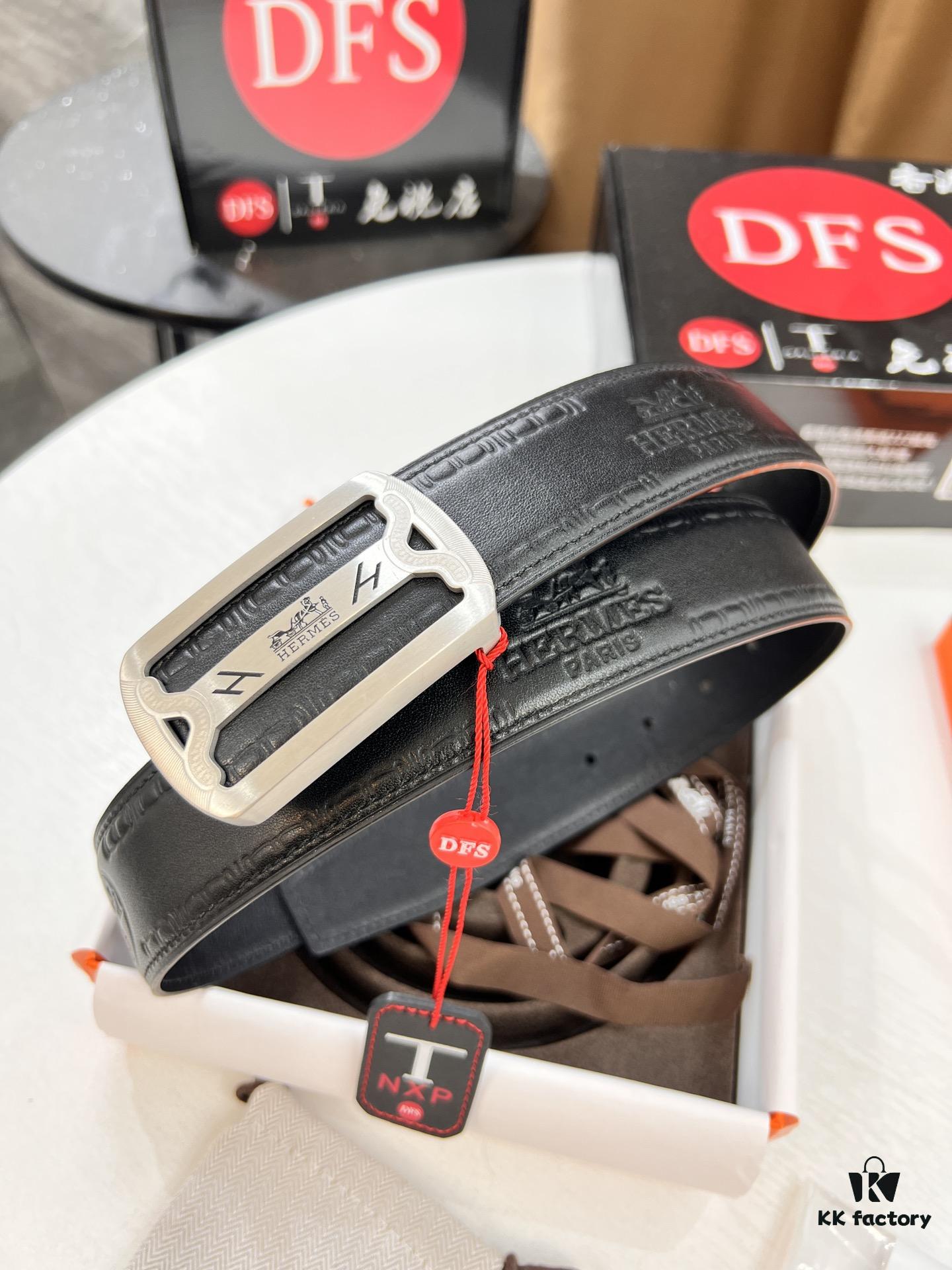 693201463a89a121ed5504c2 Hermès Men's Belt, Top Grain Calfskin Leather, 3.8cm Width, Stainless Steel Hardware, Adjustable Length, Gift-Ready