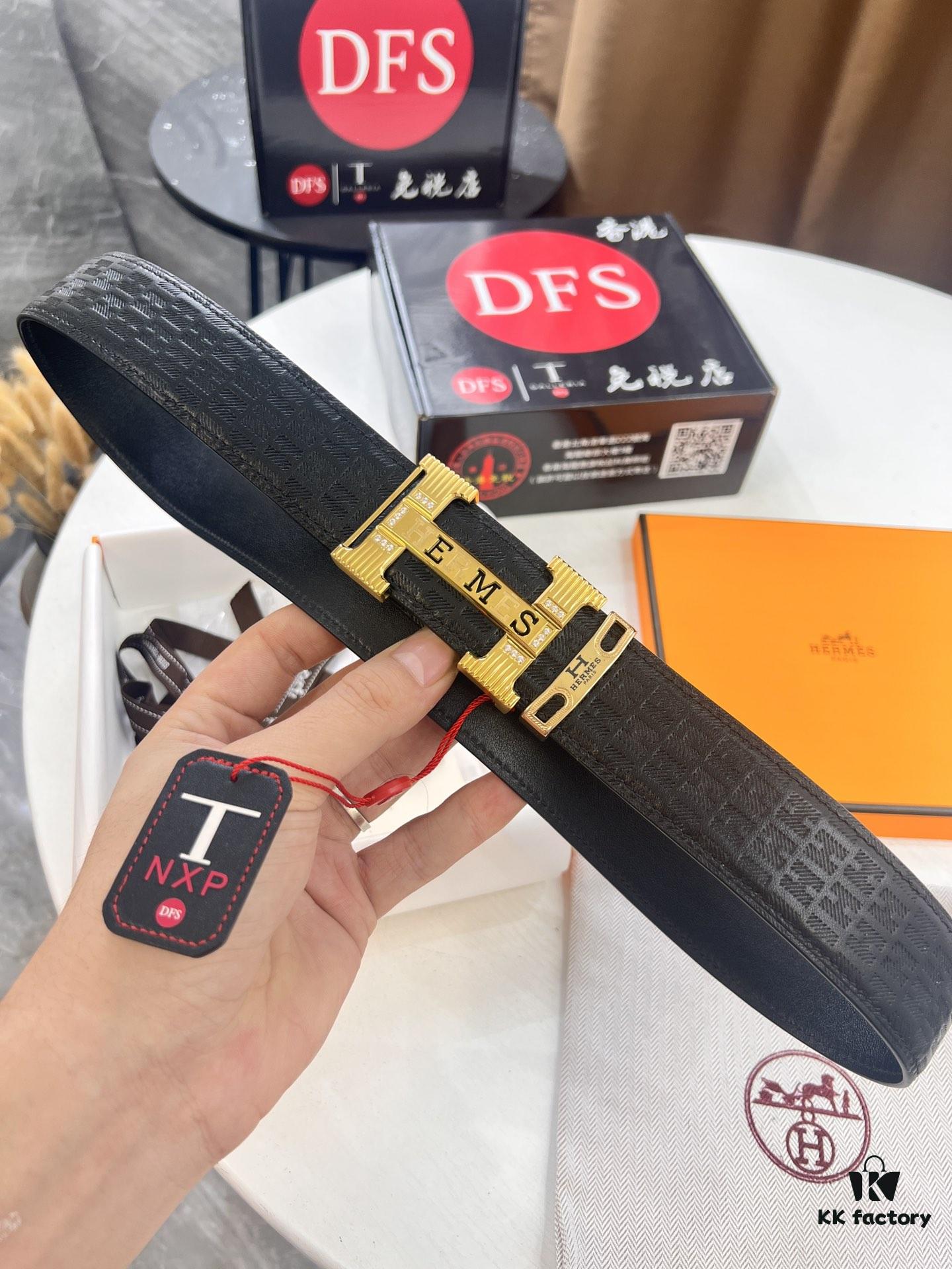 Hermès H Belt, New Arrival, Stainless Steel H Buckle with Paved Stones, ZP Synchronized Engraved Logo, Genuine Imported Top Layer Cowhide Leather