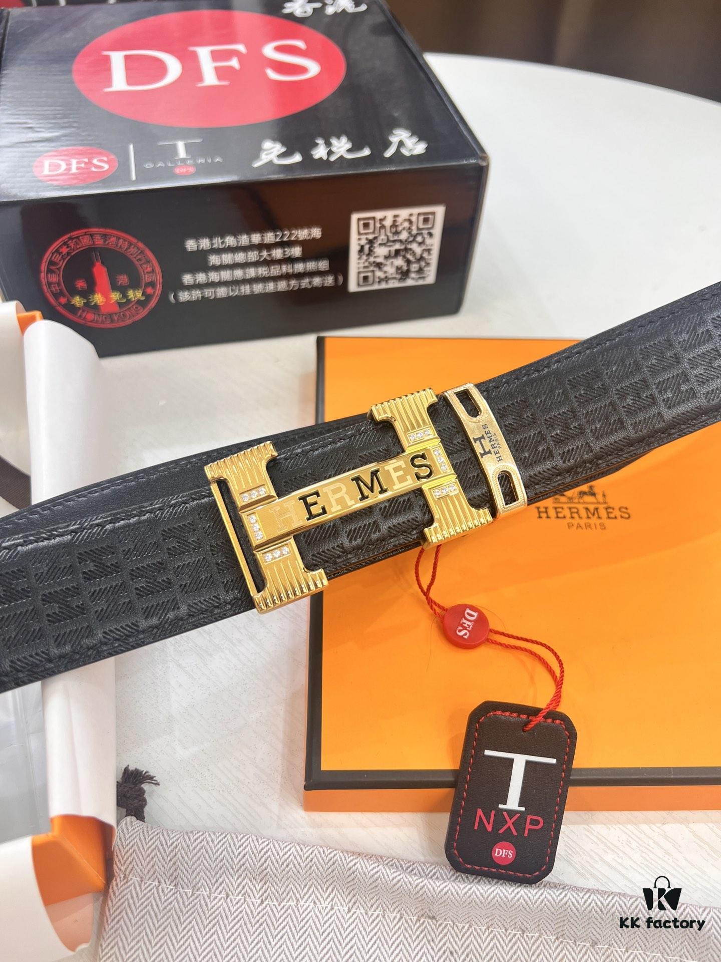 Hermès H Belt, New Arrival, Stainless Steel H Buckle with Paved Stones, ZP Synchronized Engraved Logo, Genuine Imported Top Layer Cowhide Leather