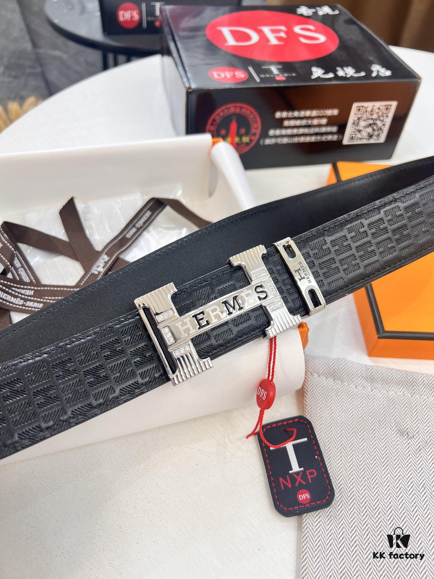 693201493a89a121ed5504e1 Hermès H Belt, New Arrival with Paved Steel H Buckle, Full Grain Cowhide Leather, 3.8cm Width, Imported Horsehead Leather, ZP-Synchronized Engraved Logo