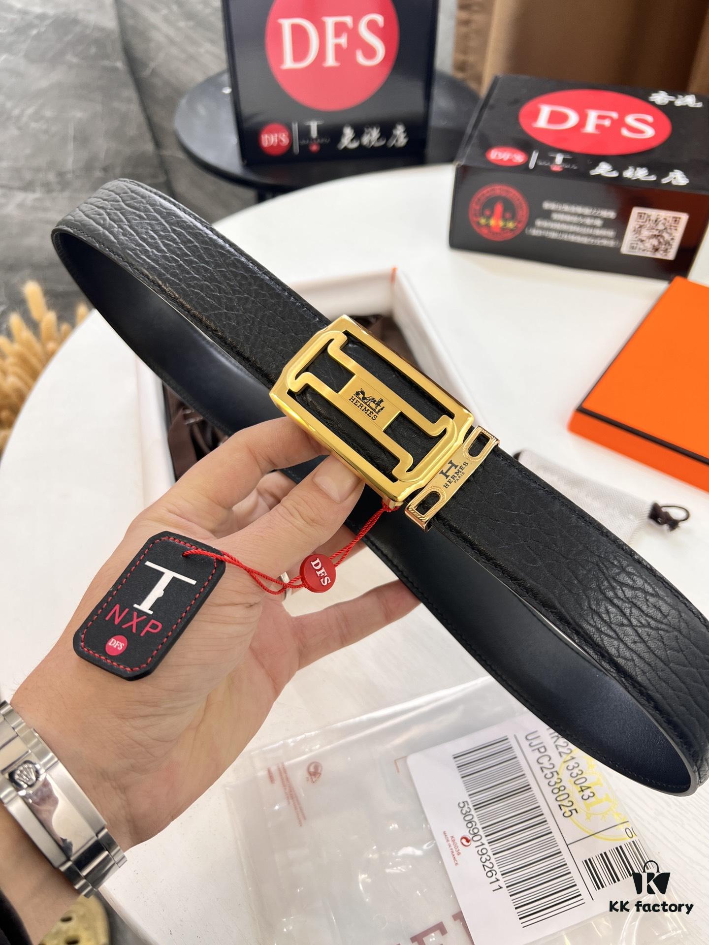 693201493a89a121ed5504e7 Hermès Men's Belt, New H-Logo Inside-Out Buckle, Dual-Sided Use, Imported Embossed Elephant Grain Full-Grain Leather, 3.8cm Width, Top-Tier Quality with NXP Anti-Counterfeit Chip