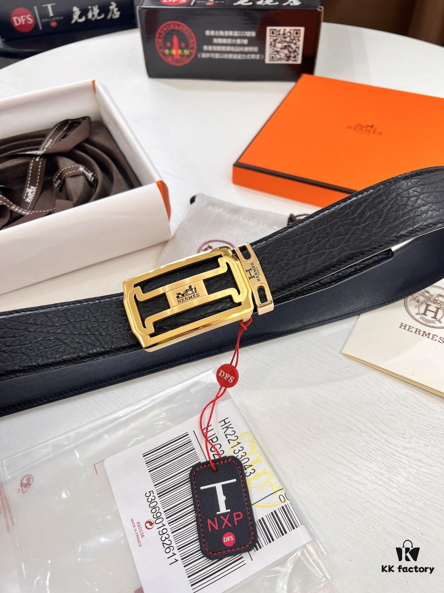 693201493a89a121ed5504e8 Hermès Men's Belt, New H-Logo Inside-Out Buckle, Dual-Sided Use, Imported Embossed Elephant Grain Full-Grain Leather, 3.8cm Width, Top-Tier Quality with NXP Anti-Counterfeit Chip