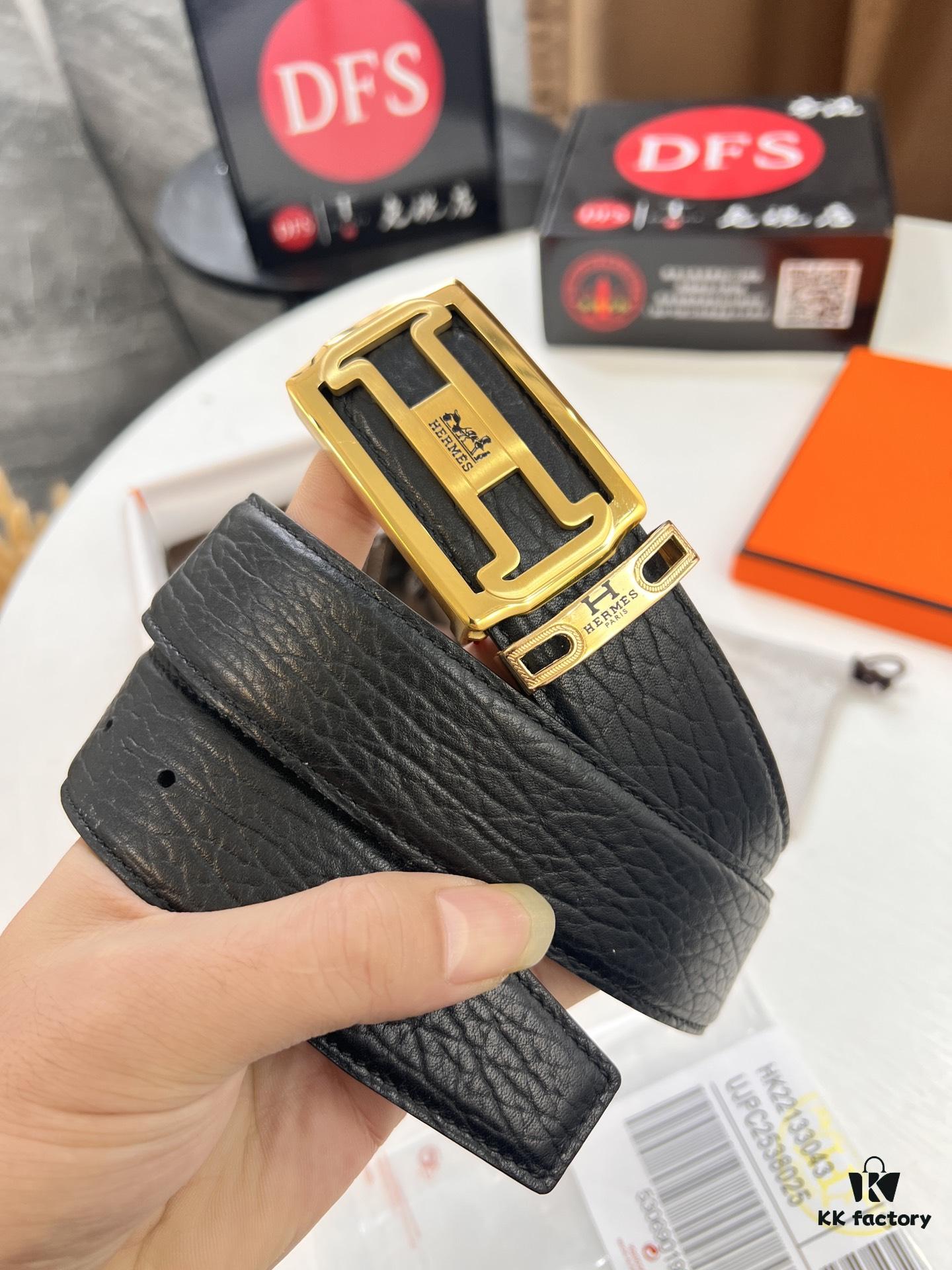 693201493a89a121ed5504e9 Hermès Men's Belt, New H-Logo Inside-Out Buckle, Dual-Sided Use, Imported Embossed Elephant Grain Full-Grain Leather, 3.8cm Width, Top-Tier Quality with NXP Anti-Counterfeit Chip