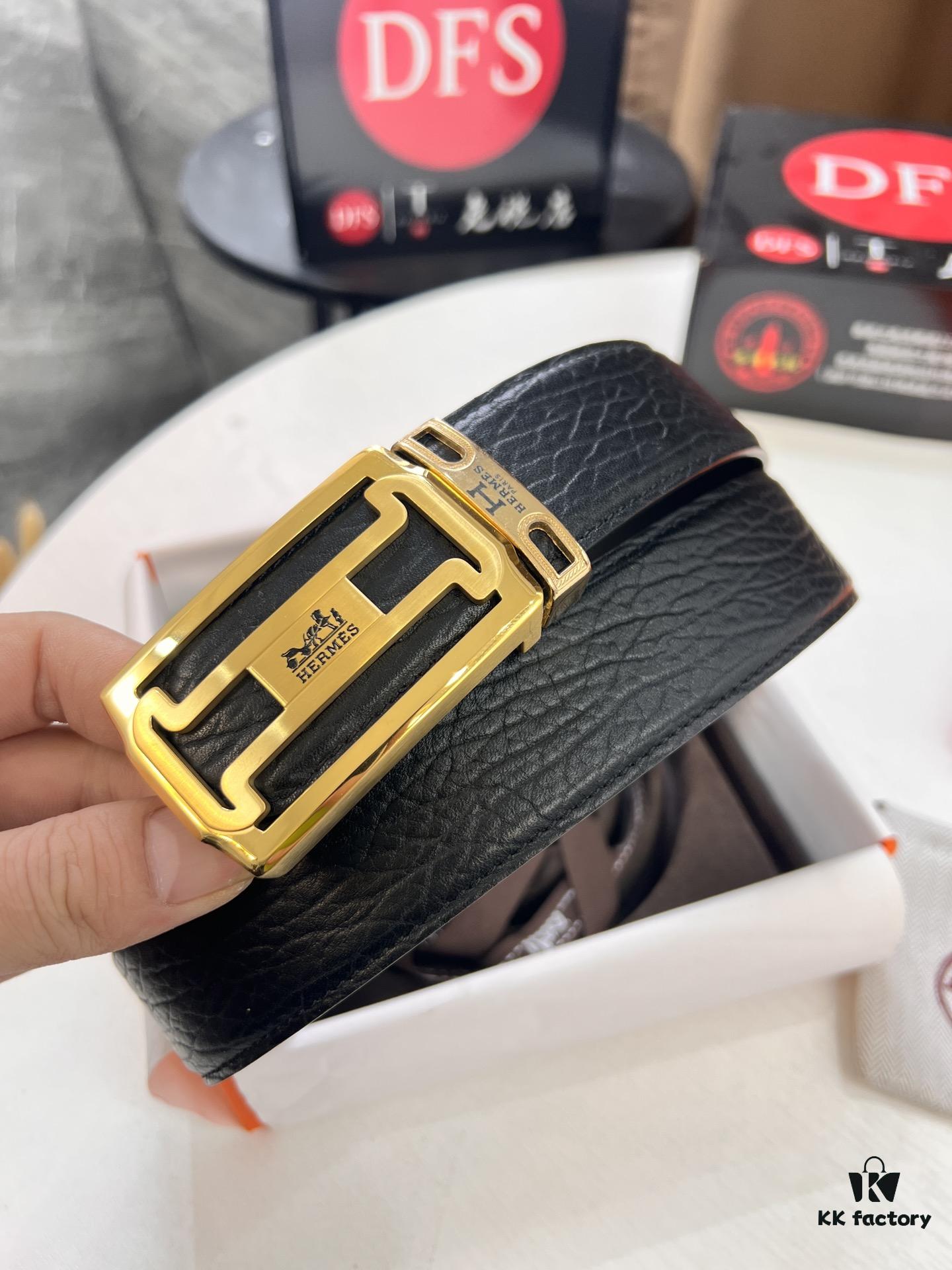 693201493a89a121ed5504eb Hermès Men's Belt, New H-Logo Inside-Out Buckle, Dual-Sided Use, Imported Embossed Elephant Grain Full-Grain Leather, 3.8cm Width, Top-Tier Quality with NXP Anti-Counterfeit Chip