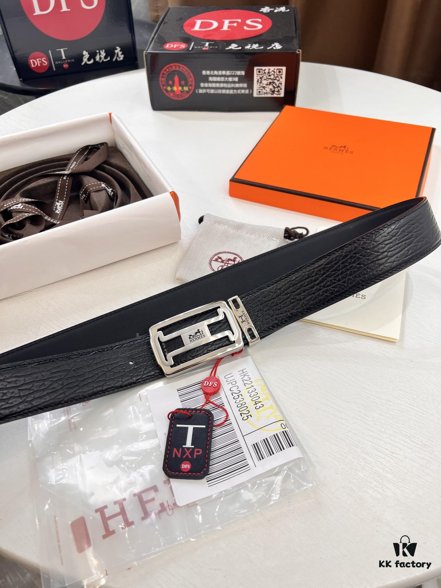 6932014a3a89a121ed5504ef Hermès Men's Belt, New H-Logo Inside Buckle, Reversible Design, Imported Embossed Elephant Grain Full-Grain Leather, 3.8cm Width, Top-Tier Quality with NXP Anti-Counterfeit Chip