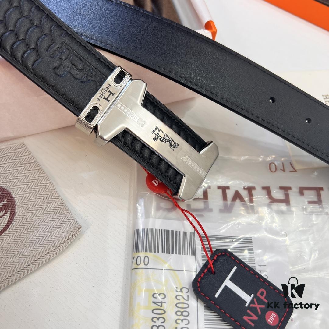 6932014a3a89a121ed5504f8 Hermès Men's Belt, Genuine Top-Layer Calfskin Leather, 3.8cm Width, Steel Hardware with Internal Logo, Custom Length