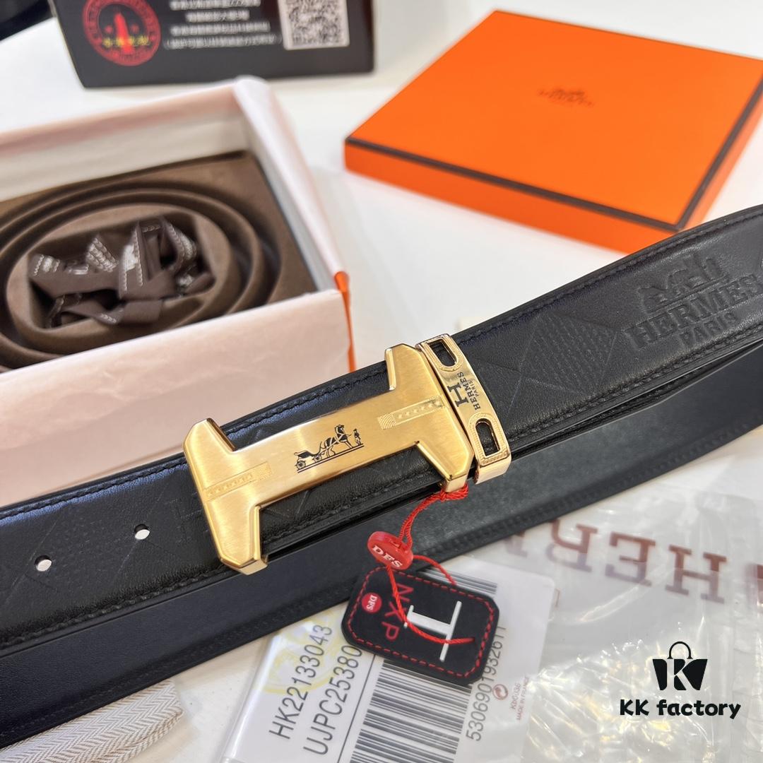 6932014b3a89a121ed5504fd Hermès Men's Belt, Top Grain Cowhide with Engraved H Logo Buckle, 3.8cm Width, Adjustable Length, Genuine Leather Gift Boxed
