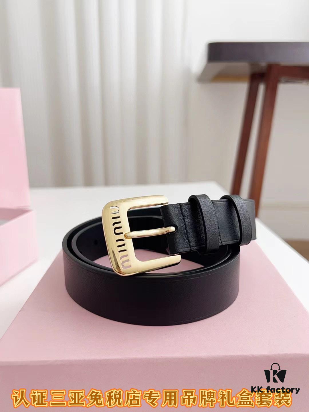 6932014c3a89a121ed550512 Sanya Tax-Free Genuine Latest Gift Box Packaging Miu Miu High-End Women's Leather Belt 3.0cm Width