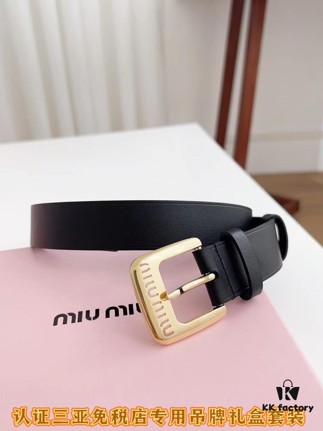6932014d3a89a121ed550513 Sanya Tax-Free Genuine Latest Gift Box Packaging Miu Miu High-End Women's Leather Belt 3.0cm Width