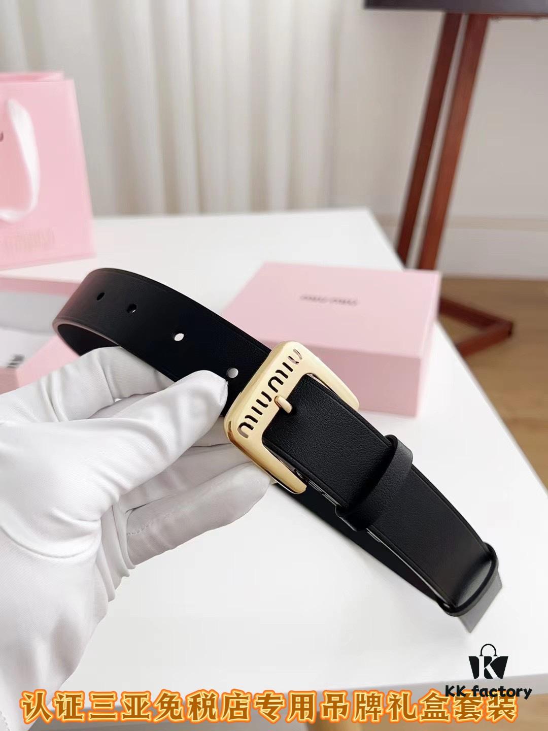 6932014d3a89a121ed550516 Sanya Tax-Free Genuine Latest Gift Box Packaging Miu Miu High-End Women's Leather Belt 3.0cm Width