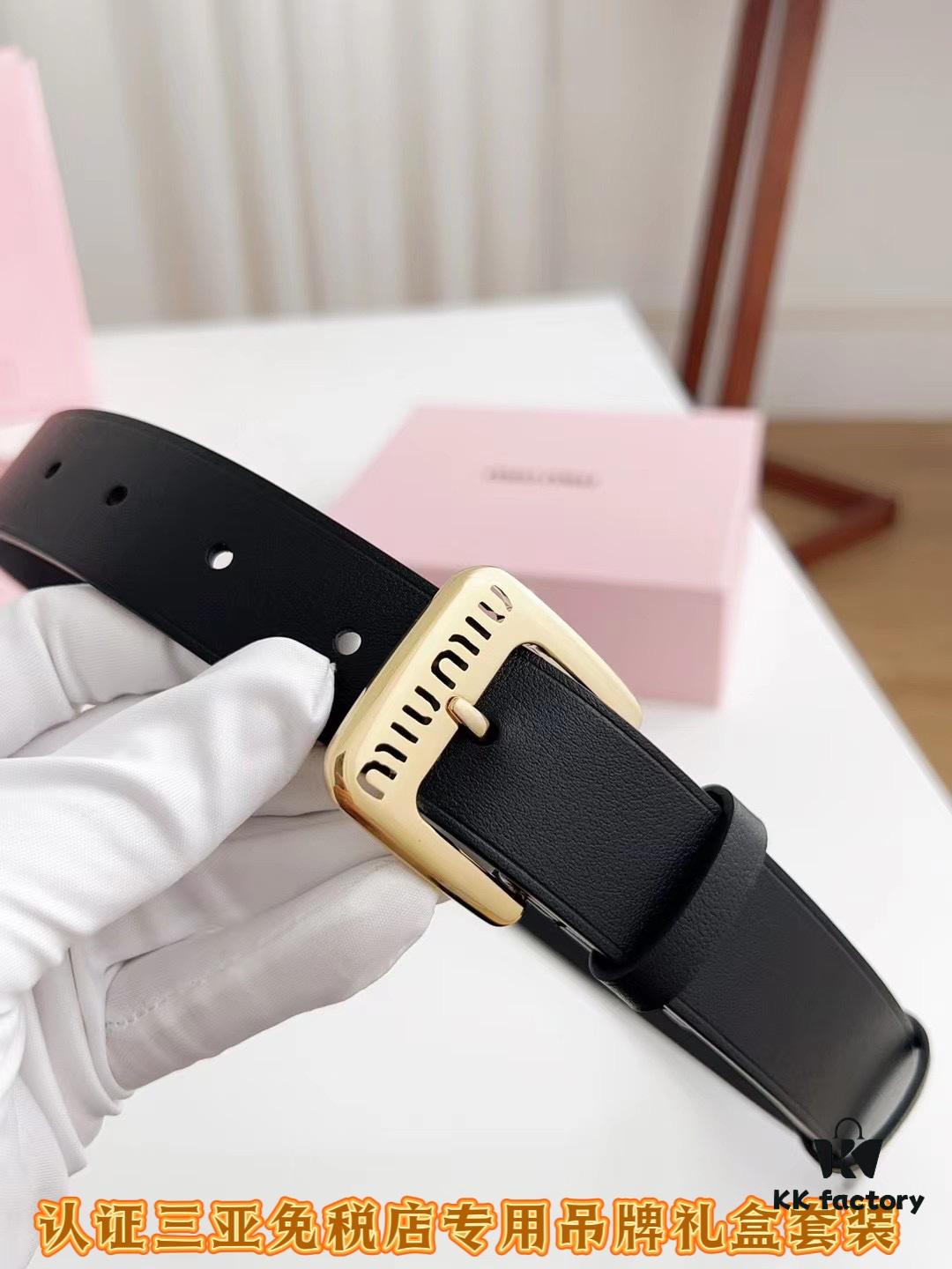6932014d3a89a121ed550517 Sanya Tax-Free Genuine Latest Gift Box Packaging Miu Miu High-End Women's Leather Belt 3.0cm Width