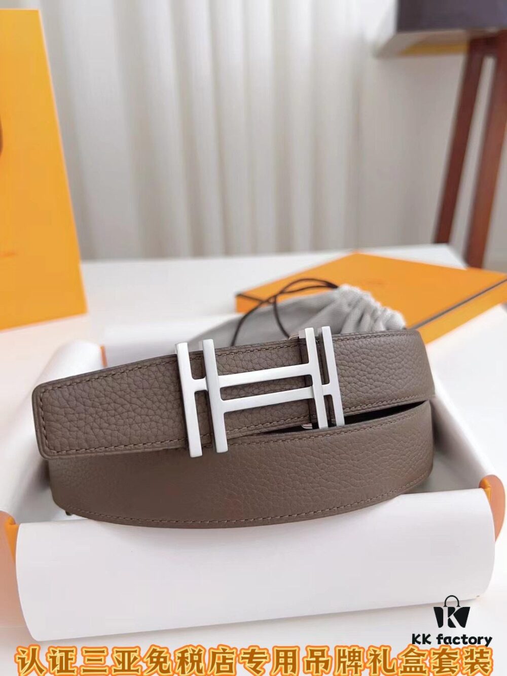 6932014e3a89a121ed55052c Sanya Duty-Free Genuine Grade Latest Gift Box Packaging: Hermes - Extremely Soft, 3.8cm Width (Authentic Specification), Two-Sided Imported T-Pattern Calfskin Leather