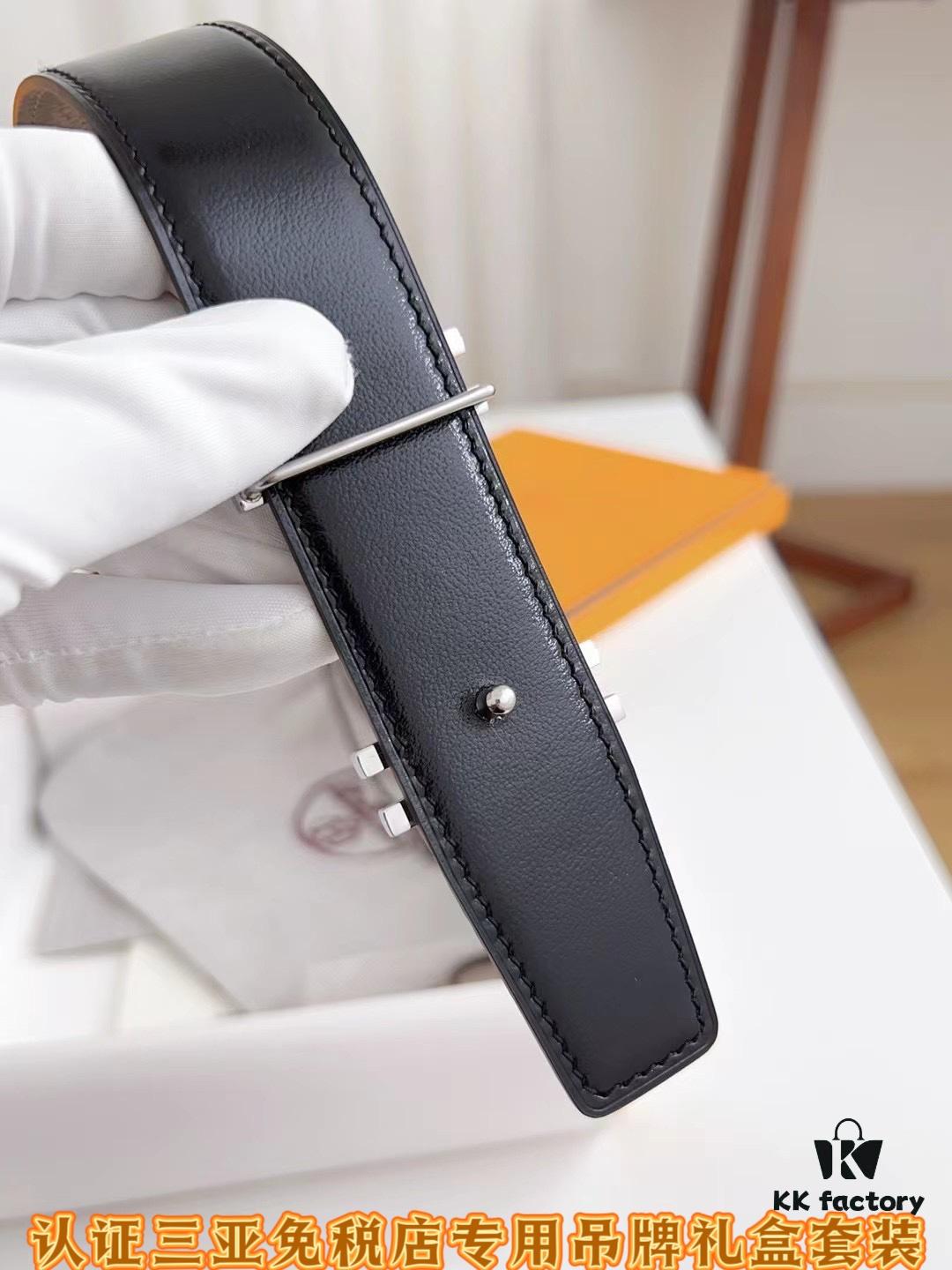 Sanya Duty-Free Genuine Grade Latest Gift Box Packaging: Hermes - Extremely Soft, 3.8cm Width (Authentic Specification), Two-Sided Imported T-Pattern Calfskin Leather