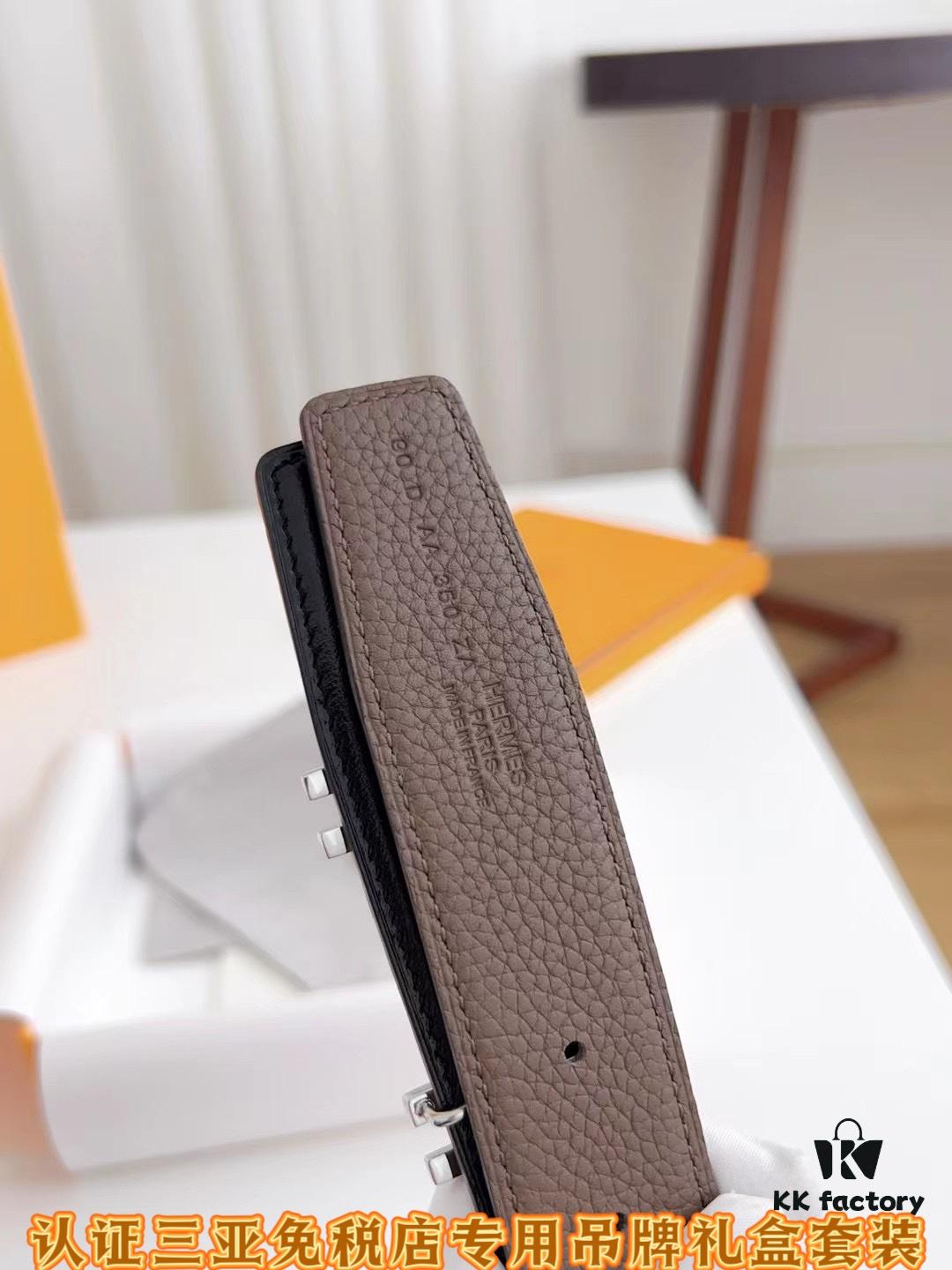 Sanya Duty-Free Genuine Grade Latest Gift Box Packaging: Hermes - Extremely Soft, 3.8cm Width (Authentic Specification), Two-Sided Imported T-Pattern Calfskin Leather