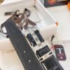 Hermès H Belt, New Arrival with Inlaid Brick Stainless Steel 'H' Buckle, ZP-Synchronized Engraved Logo, Imported Crocodile-Texture Top-Layer Cowhide