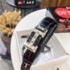 Hermès H Belt, New Arrival with Inlaid Brick Stainless Steel 'H' Buckle, ZP-Synchronized Engraved Logo, Imported Crocodile-Texture Top-Layer Cowhide