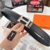 Hermès Men's Belt, New Style Full Diamond H Letter Inside Buckle, Double-Sided Use, ZP Synchronized Steel Logo, Imported Elephant Texture Full-Grain Leather, 3.8cm Width, Top Quality