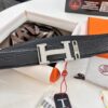 Hermès Men's Belt, New Style Full Diamond H Letter Inside Buckle, Double-Sided Use, ZP Synchronized Steel Logo, Imported Elephant Texture Full-Grain Leather, 3.8cm Width, Top Quality