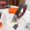 Hermès Men's Belt, Wine Red Fine-Grain Full-Grain Calfskin Leather, 3.8cm Width, Stainless Steel Hardware, Adjustable Length