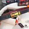 693201543a89a121ed550573 Hermès Men's Belt - Wine Red Fine-Grain Full-Grain Calfskin Leather Belt with Stainless Steel Hardware