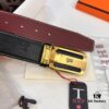 693201543a89a121ed550574 Hermès Men's Belt - Wine Red Fine-Grain Full-Grain Calfskin Leather Belt with Stainless Steel Hardware