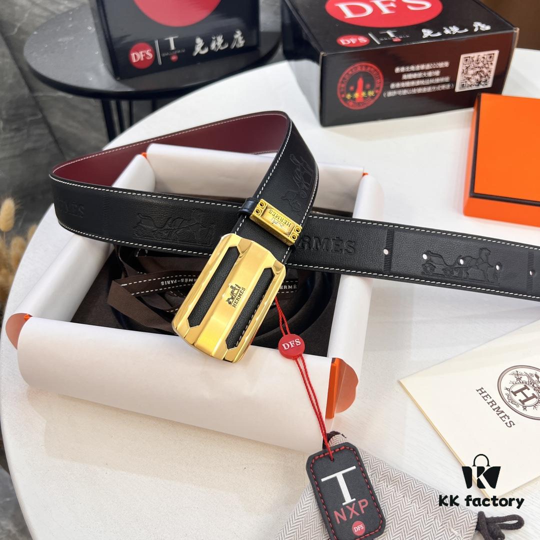 693201543a89a121ed550576 Hermès Men's Belt - Wine Red Fine-Grain Full-Grain Calfskin Leather Belt with Stainless Steel Hardware
