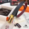 693201543a89a121ed550577 Hermès Men's Belt - Wine Red Fine-Grain Full-Grain Calfskin Leather Belt with Stainless Steel Hardware
