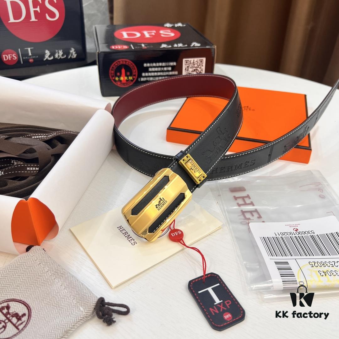 693201543a89a121ed550578 Hermès Men's Belt - Wine Red Fine-Grain Full-Grain Calfskin Leather Belt with Stainless Steel Hardware