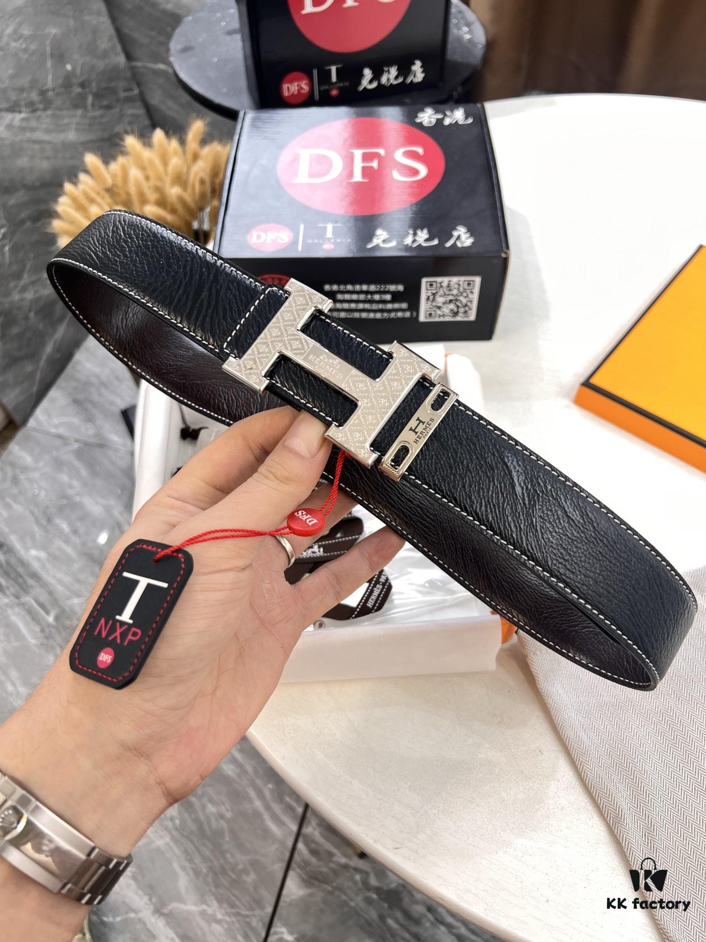 693201563a89a121ed550587 Arrival Hermes Men's Belt, New H-Logo Inside Buckle, Double-Sided Wear, Synchronized Steel Engraved Logo, Imported Elephant Grain Full-Grain Cowhide, 3.8cm Width, Top Quality