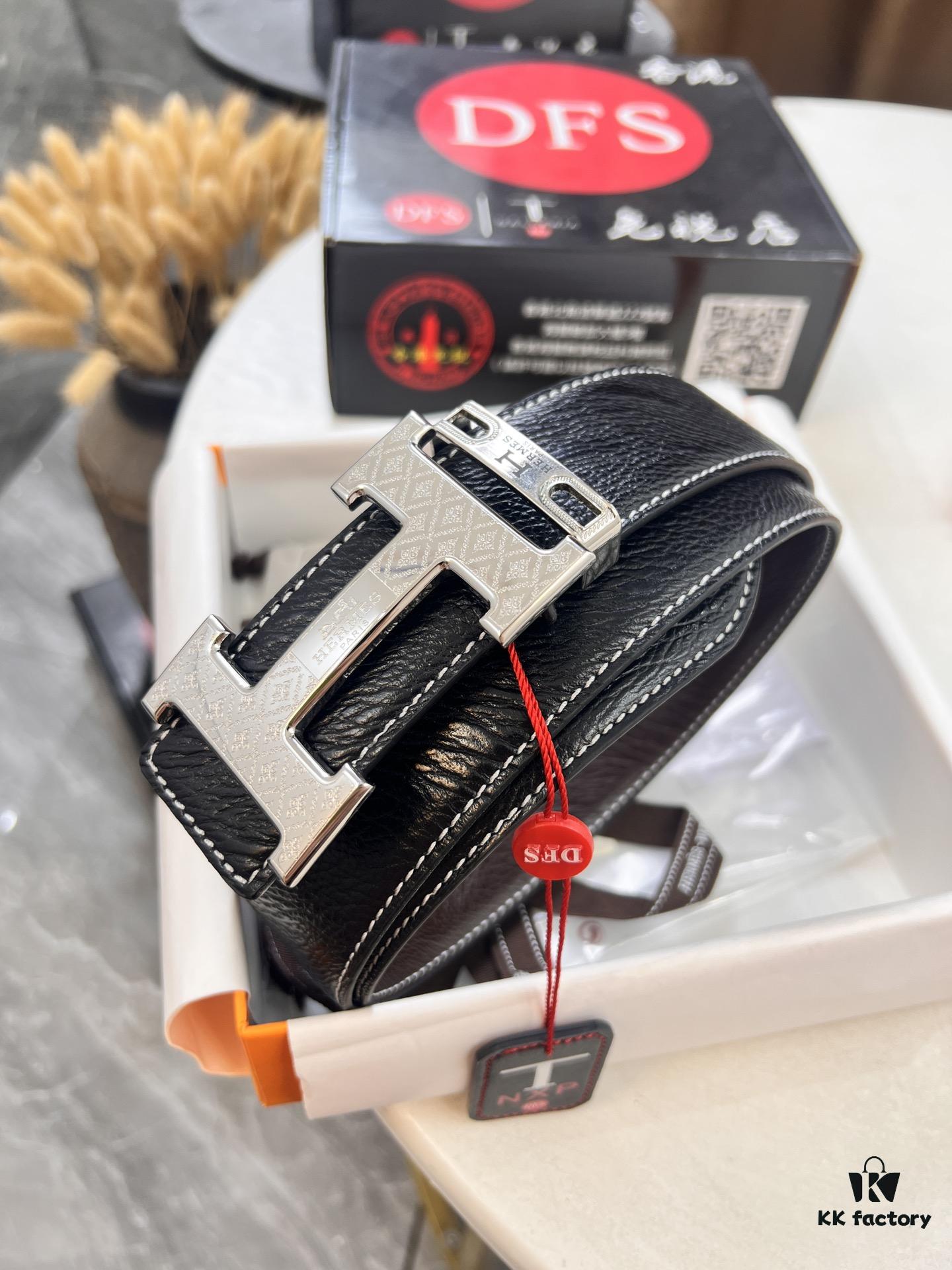 693201563a89a121ed55058b Arrival Hermes Men's Belt, New H-Logo Inside Buckle, Double-Sided Wear, Synchronized Steel Engraved Logo, Imported Elephant Grain Full-Grain Cowhide, 3.8cm Width, Top Quality