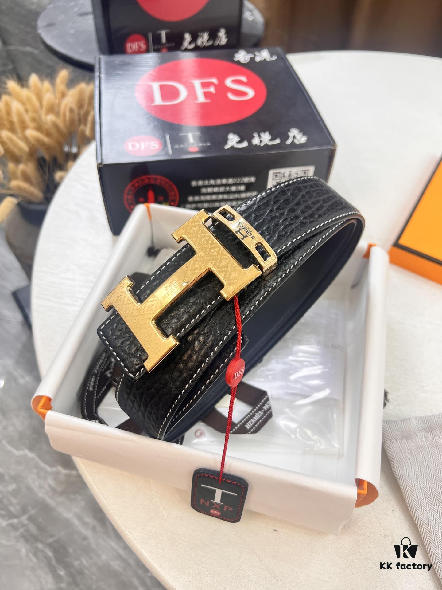 693201563a89a121ed550592 Arrival of Hermès Men's Belt, New H-Letter Interior Buckle, Dual-Sided Use, Imported Elephant Grain Full-Grain Calfskin, 3.8cm Width, Top Quality with NXP Chip Anti-Counterfeit Packaging