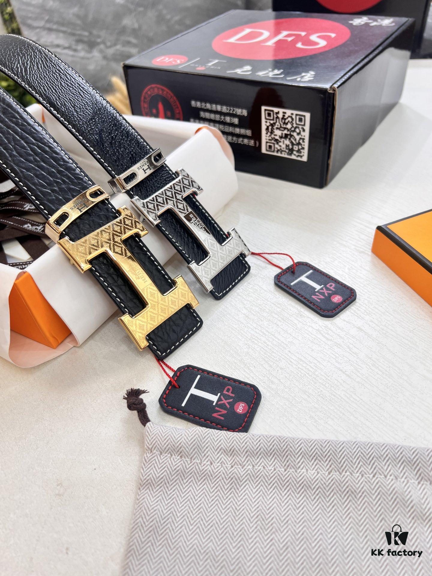 693201573a89a121ed550594 Arrival of Hermès Men's Belt, New H-Letter Interior Buckle, Dual-Sided Use, Imported Elephant Grain Full-Grain Calfskin, 3.8cm Width, Top Quality with NXP Chip Anti-Counterfeit Packaging