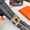 Hermès H Belt, Steel H Buckle with Paved Bricks, Imported Grain Top Layer Cowhide