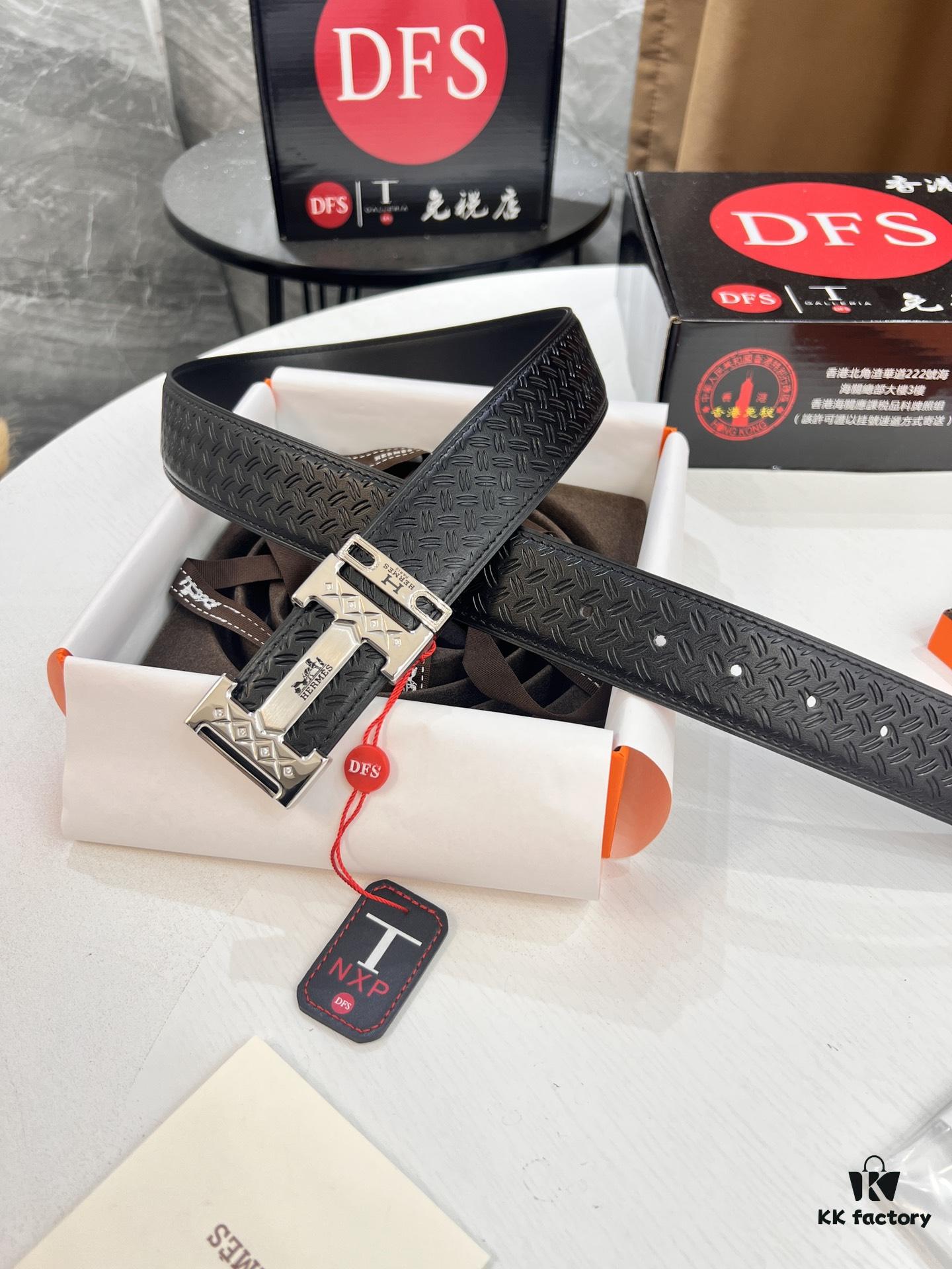 693201593a89a121ed5505af Hermès H Belt, Steel H Insert Buckle with Paved Bricks, Imported Striped Full-Grain Calfskin, 3.8cm Width, Top Quality with NXP Anti-Counterfeit Chip