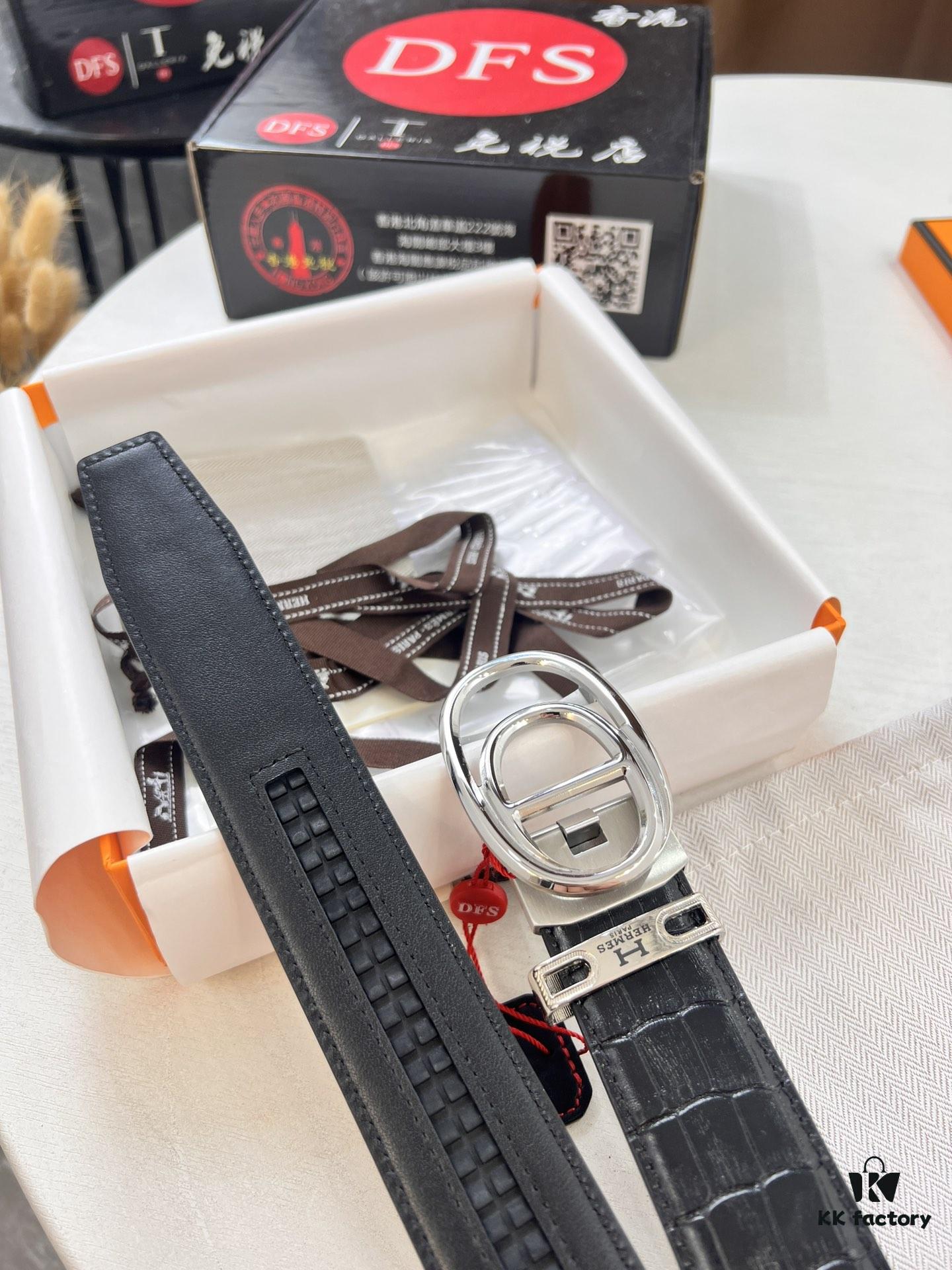 6932015b3a89a121ed5505cf Hermès HH Original Factory Direct Order Belt - Italian Imported Crocodile Grain Top Layer Leather, Automatic Buckle, 3.5cm Width
