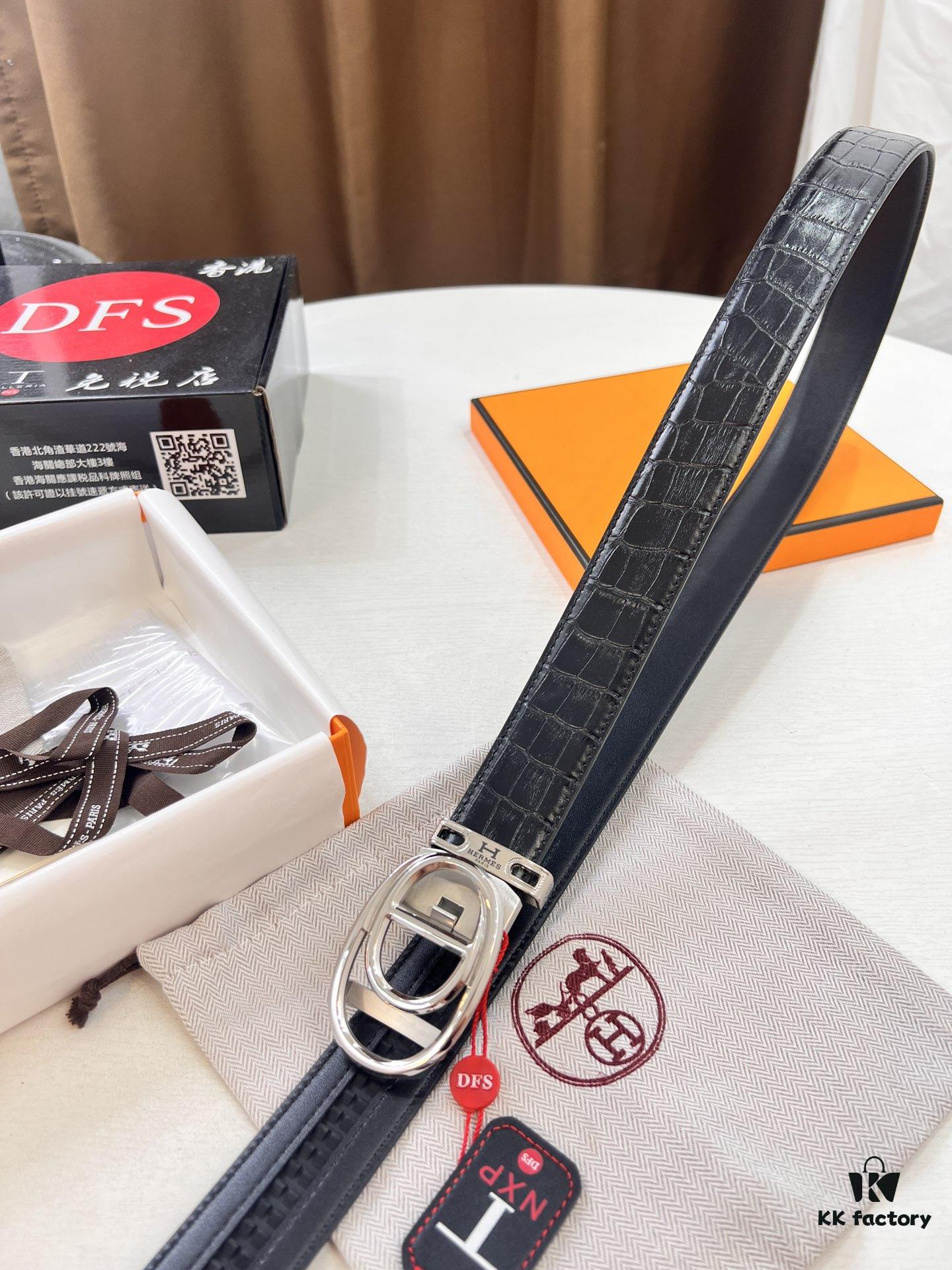 6932015b3a89a121ed5505d1 Hermès HH Original Factory Direct Order Belt - Italian Imported Crocodile Grain Top Layer Leather, Automatic Buckle, 3.5cm Width