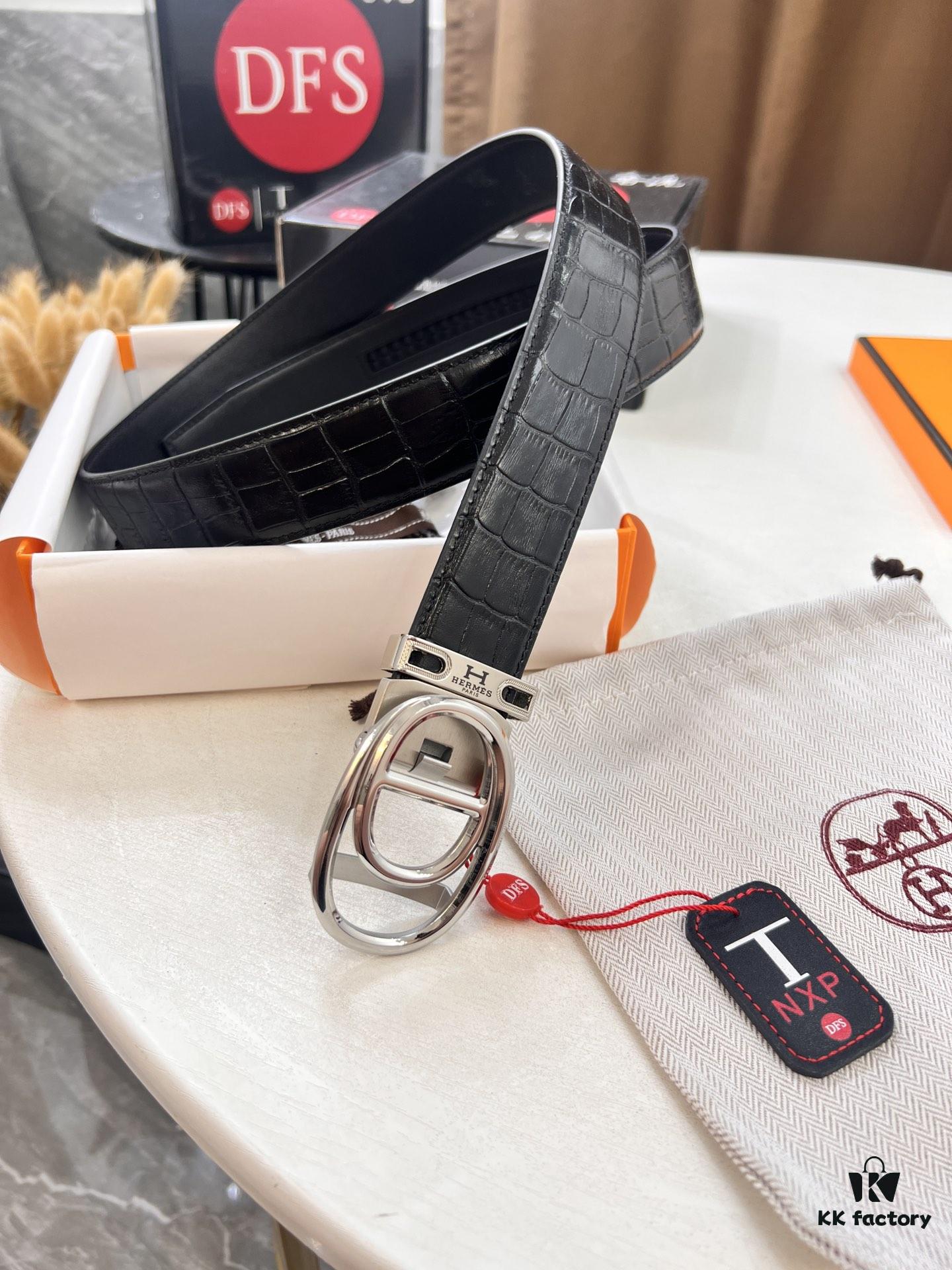 6932015b3a89a121ed5505d2 Hermès HH Original Factory Direct Order Belt - Italian Imported Crocodile Grain Top Layer Leather, Automatic Buckle, 3.5cm Width