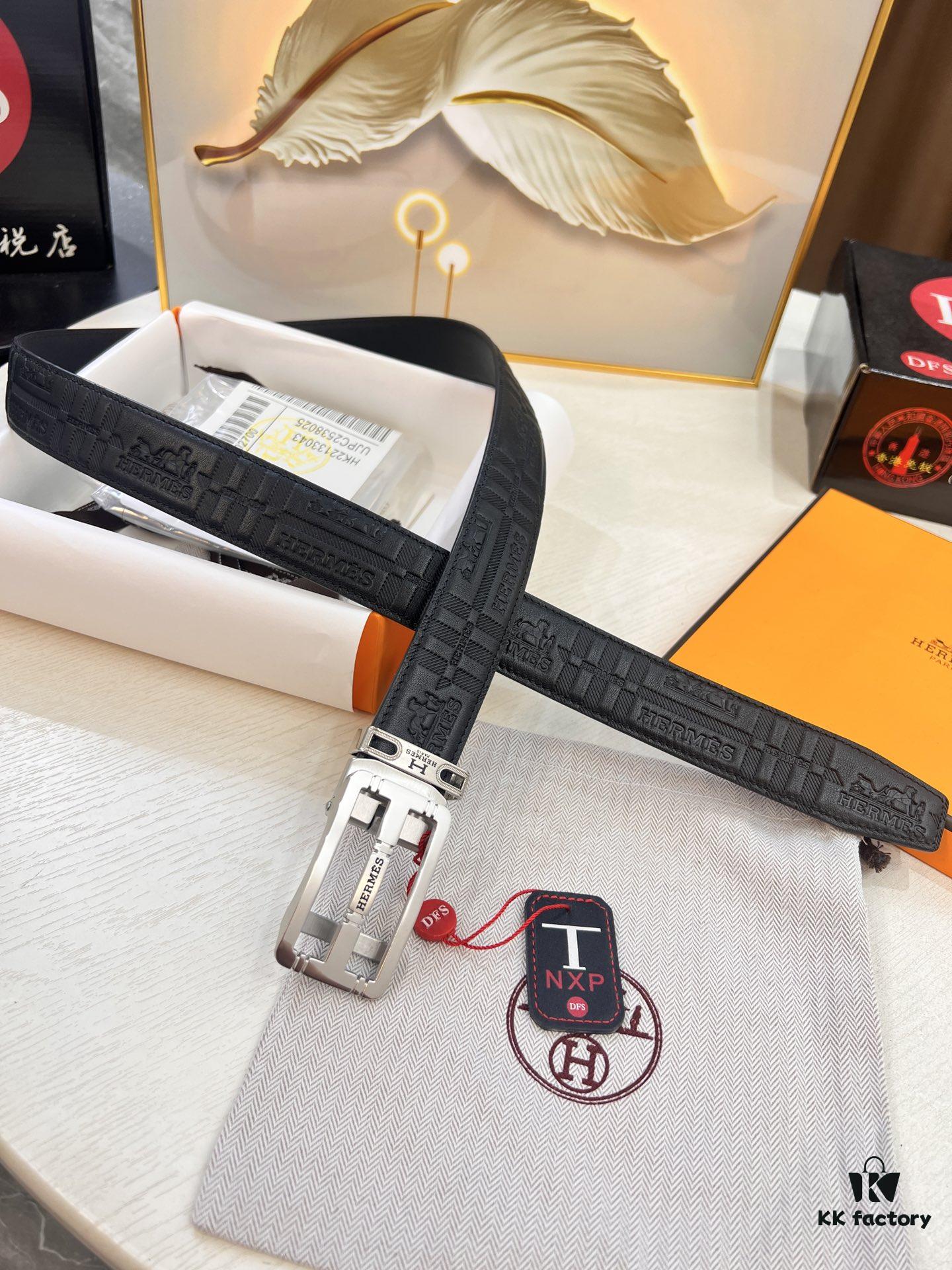 6932015d3a89a121ed5505ee Hermès HH Original Factory Order Boxer Shorts - Italian Imported Full-Grain Calfskin with Embossed Pattern, Automatic Buckle, 3.5cm Width, Luxury Duty-Free Level