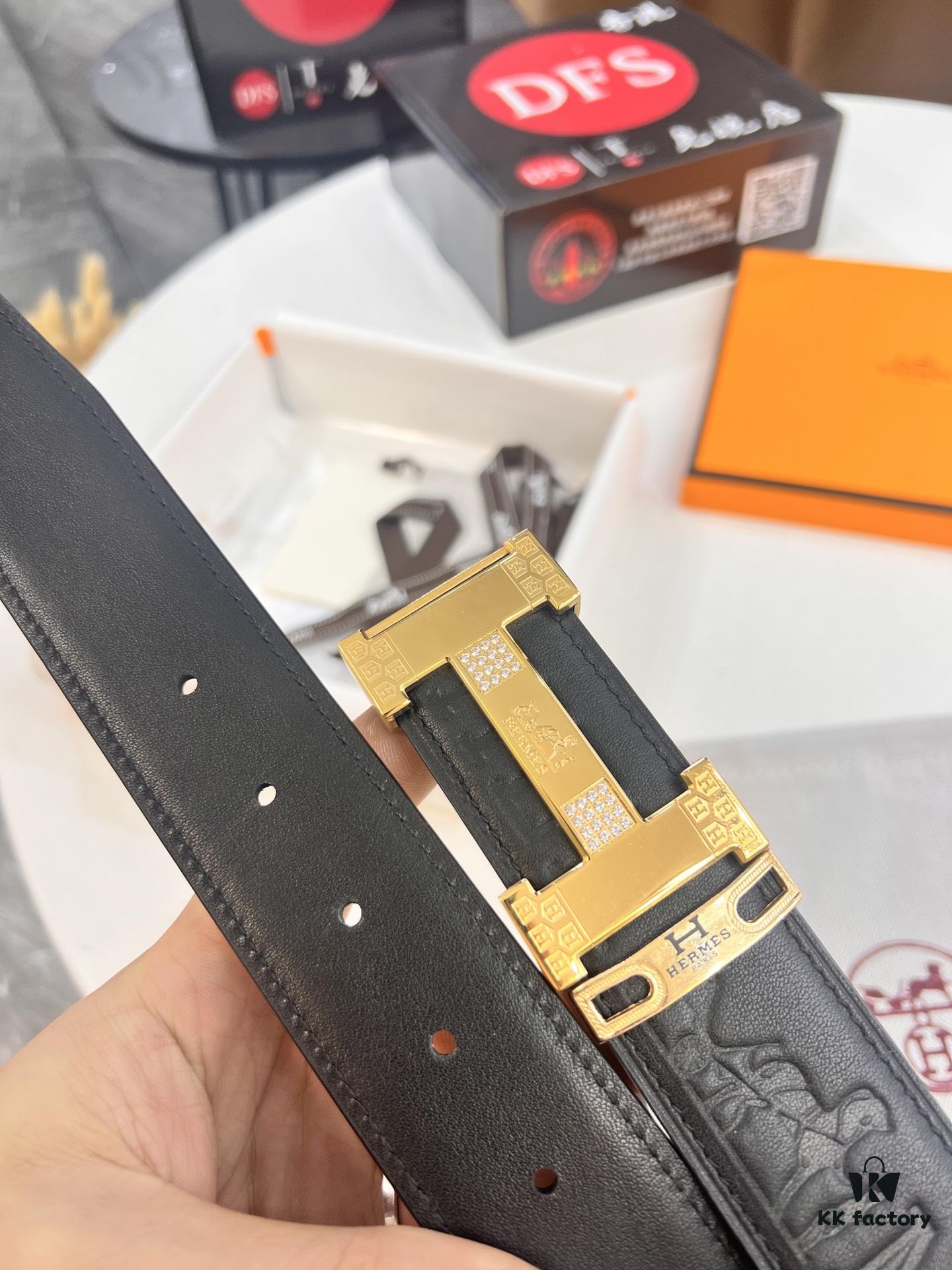 6932015e3a89a121ed5505f9 Hermès H Belt, New Arrival with Paved Steel H Buckle, Full Grain Calfskin Leather, 3.8cm Width, Top Quality